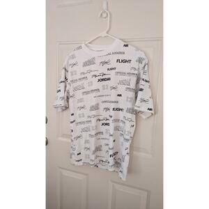 Nike Men's White Jordan Flight MVP 85 Full Logo Tshirt, Small Cotton